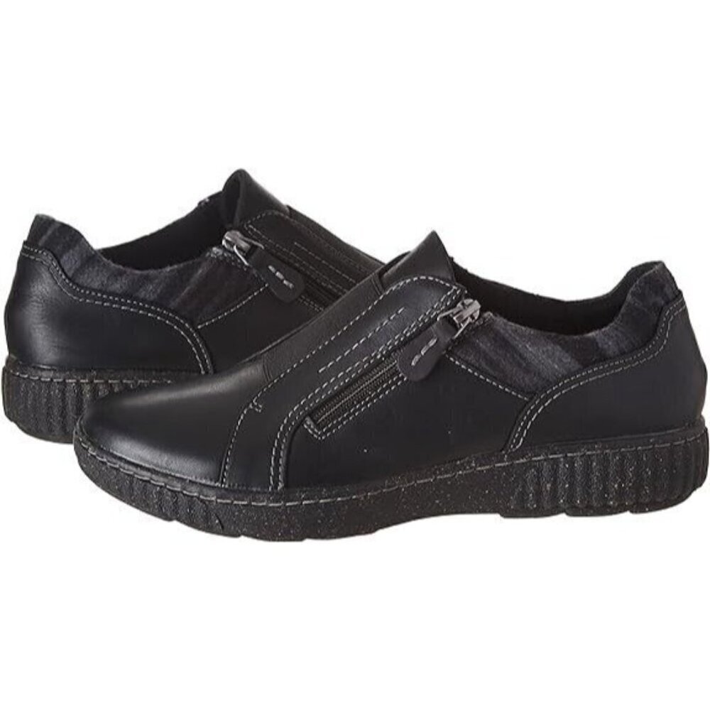 Clarks‎ Women's Caroline Cove Oxford Black Leather 6 W NEW Flats Zip
